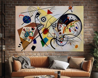 Kandinsky trendy canvas wall art Abstract living room decor Maximalist geometric print
