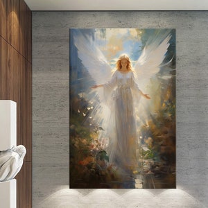 Guardian angel canvas wall art Christian decor Spiritual religious print