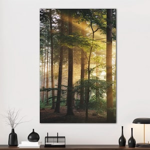 Summer forest canvas wall art Dopamine decor Forest print Tree wall art Landscape painting Green large wall art Housewarming gift