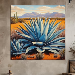 Agave tequilana canvas wall art Western wall decor Mexican art Agave cactus floral print Arizona wall art Large wall art Housewarming gift