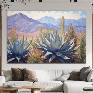 Cactus Agave canvas wall art Western decor Mountain art print Mexican art Agave tequilana Southwest art Large wall art Housewarming gift
