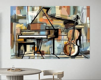 Original music canvas wall art Music room decor Music gifts Modern art Music wall art Piano gift Large wall art Housewarming gift