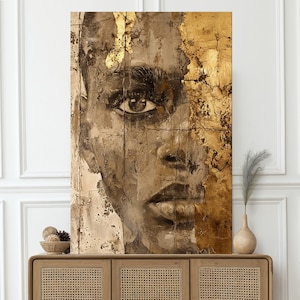 Black girl canvas wall art Modern African decor African American art Fashion print Woman wall art Trendy large wall art Housewarming gift