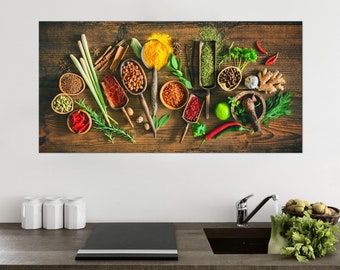 Spices canvas wall art Kitchen print wall decor Herbs and spices Cooking gifts Kitchen wall art Extra large wall art
