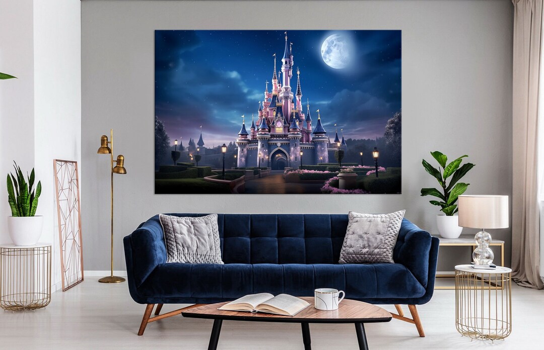 Cinderella Canvas Wall Art Princess Castle Print Kids Room Decor Modern ...