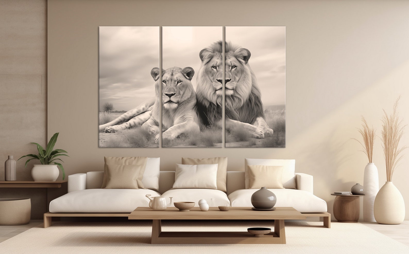 Lion Family Canvas Wall Art Love Lion Painting Canvas Print Apartment ...