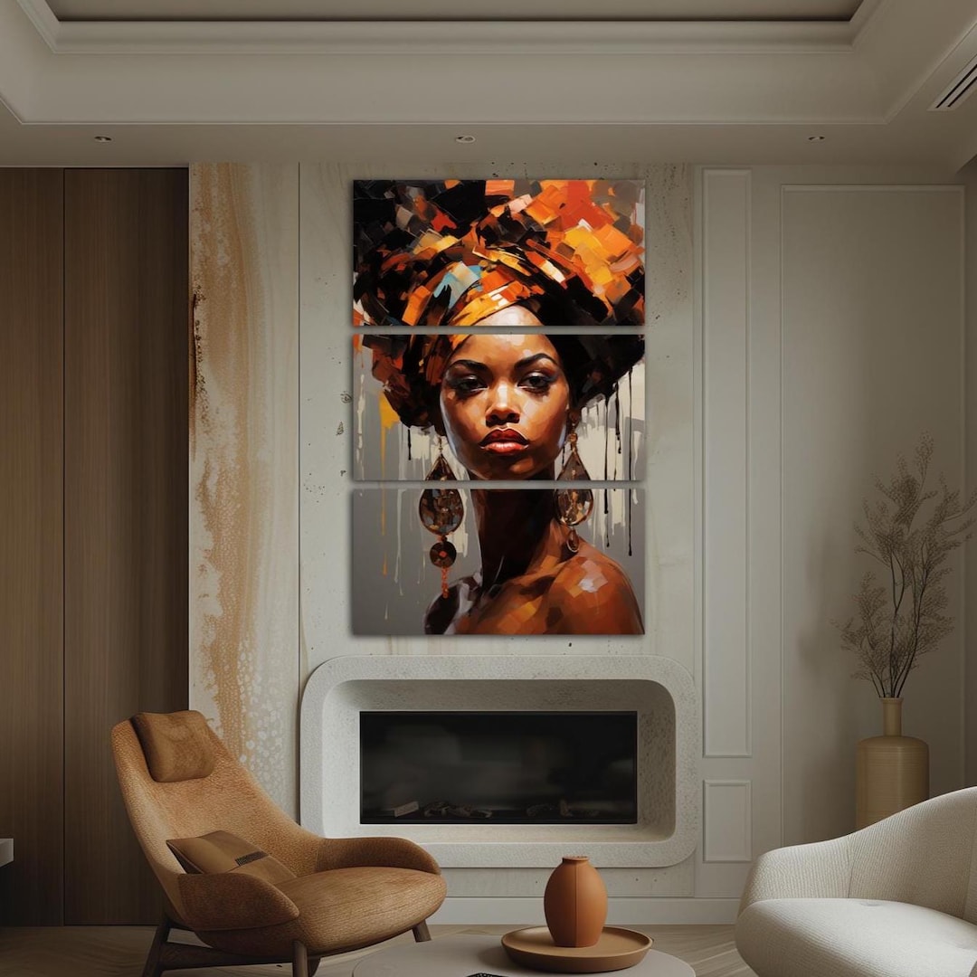 Black Woman Unique Canvas Wall Art Trendy Living Room Decor African ...