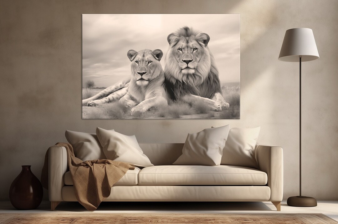 Lion Family Canvas Wall Art Love Lion Painting Canvas Print Apartment ...