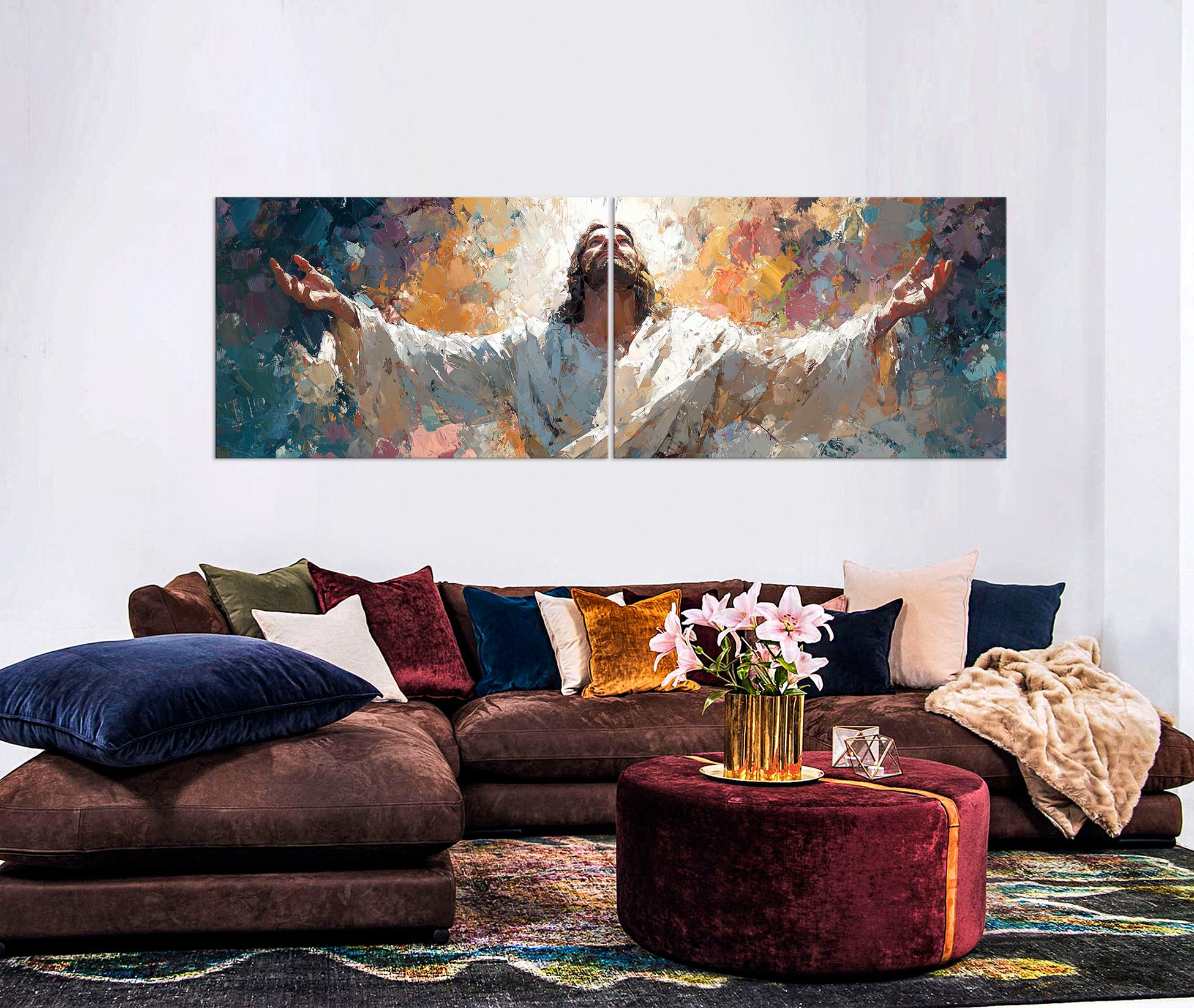 Jesus Christ Portrait Canvas Wall Art Panoramic Religious Print ...