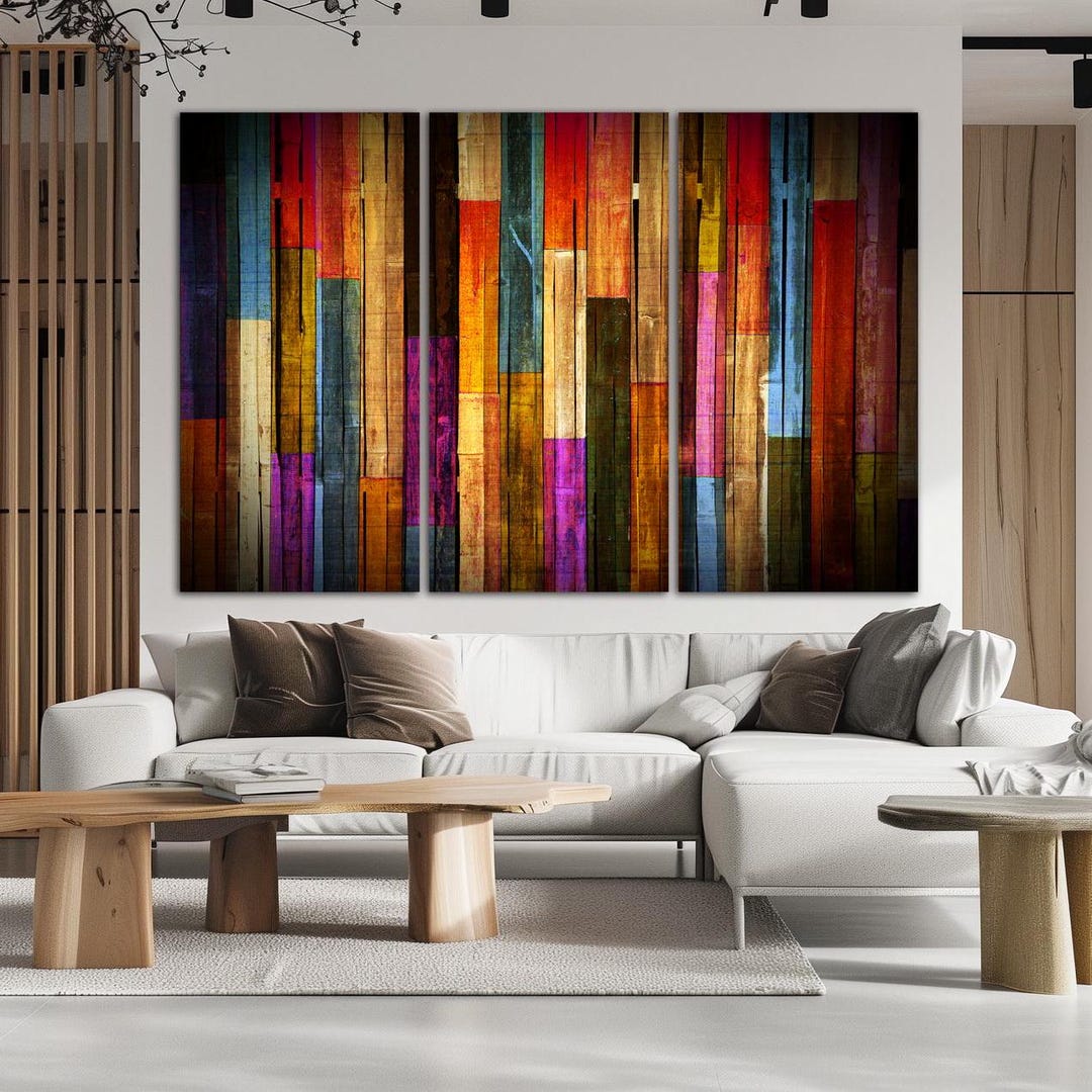 Colorful Mid Century Modern Canvas Wall Art Maximalist Decor Geometric ...