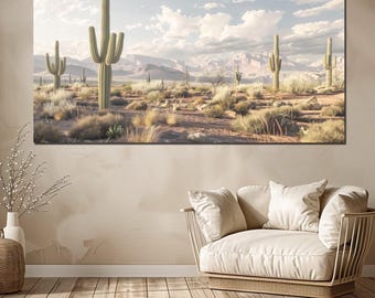 Arizona desert canvas wall art Western decor Panoramic landscape painting print