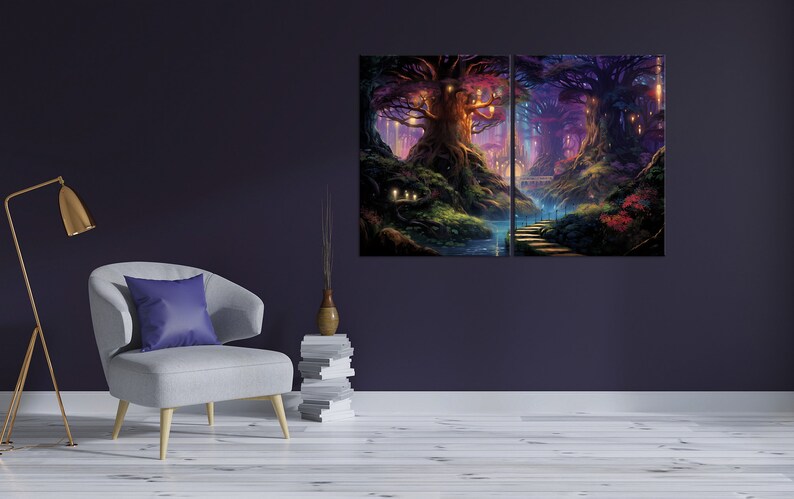 Fantasy Forest Canvas Wall Art Dark Academia Decor Fairy Lights ...