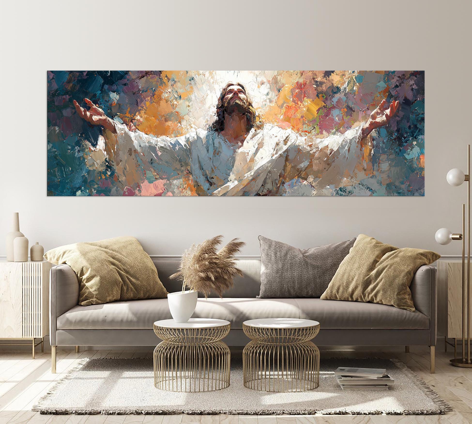 Jesus Christ Portrait Canvas Wall Art Panoramic Religious Print ...