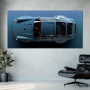 Blue sport car canvas wall art Living room decor Car print Car lover gift Original car wall art Large wall art Housewarming gift