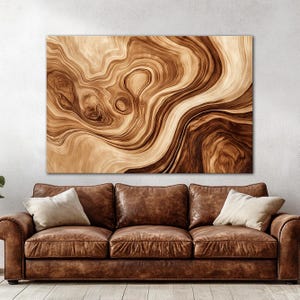 Art mural abstrait sur toile en bois, décoration bohème, impression sur bois moderne du milieu du siècle, grand art mural esthétique, cadeau de pendaison de crémaillère