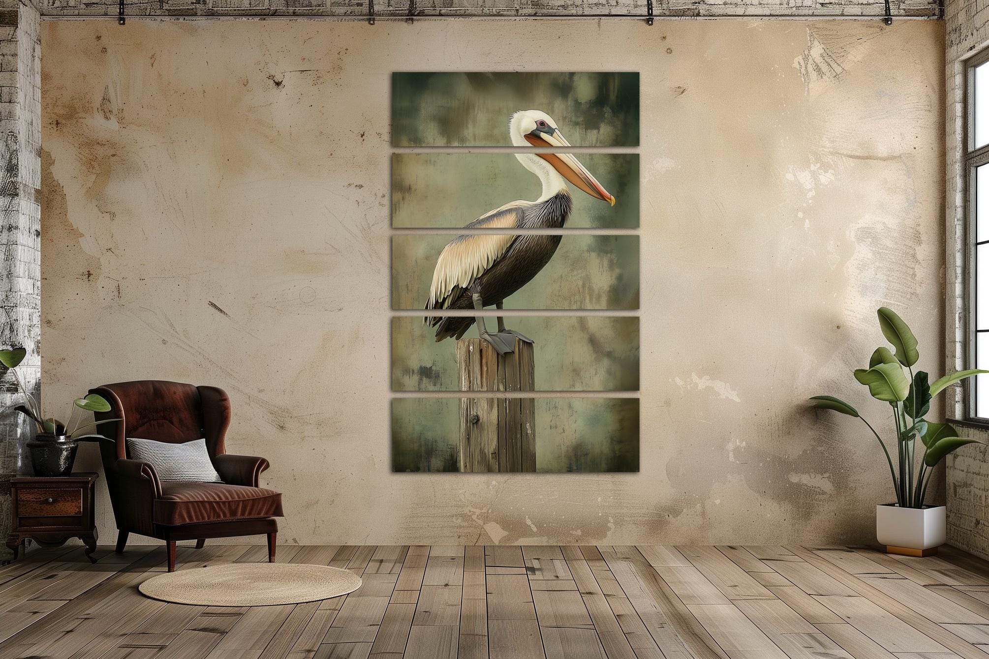 Vintage Pelican Canvas Wall Art Rustic Home Decor Bird Lover Print - Etsy