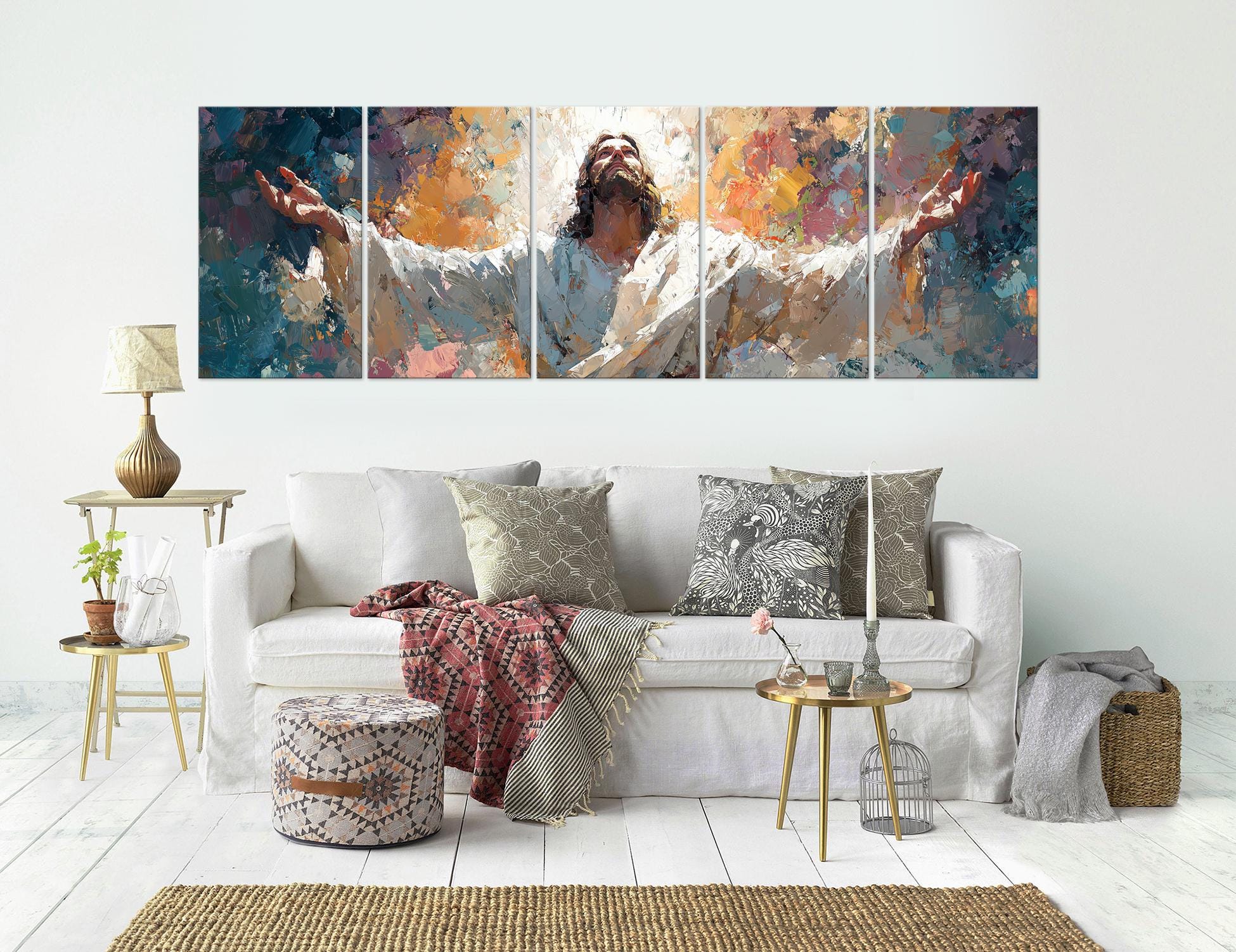 Jesus Christ Portrait Canvas Wall Art Panoramic Religious Print ...