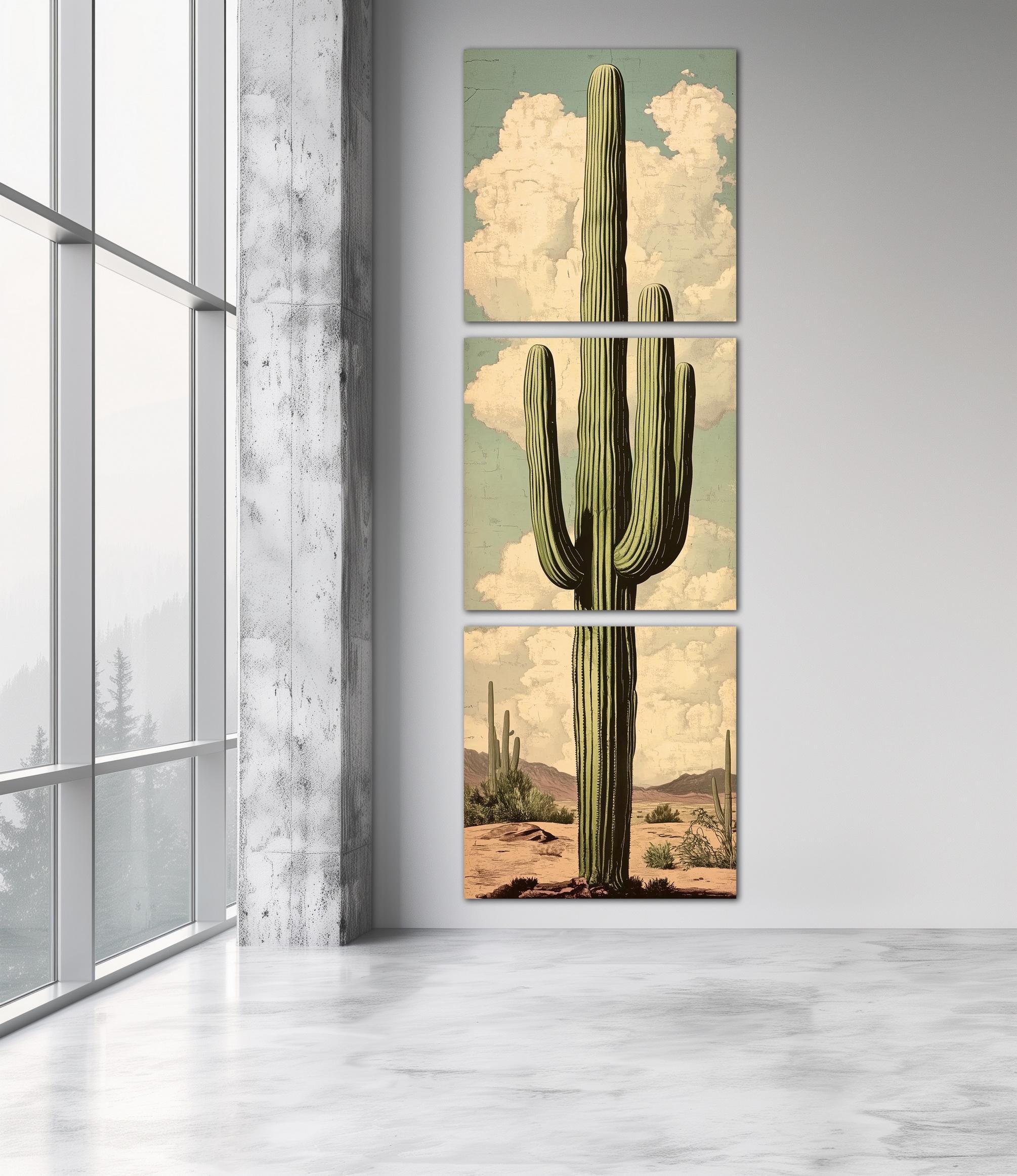 Saguaro Cactus Canvas Wall Art Southwestern Decor Arizona Cactus Art ...