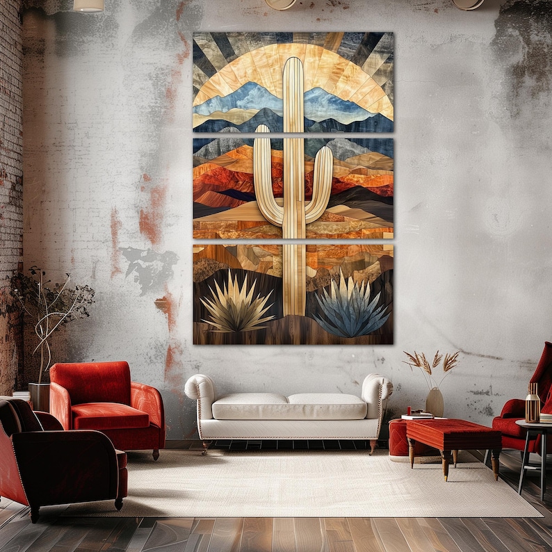 Desert Cactus Canvas Wall Art Western Decor Arizona Southwestern Print ...