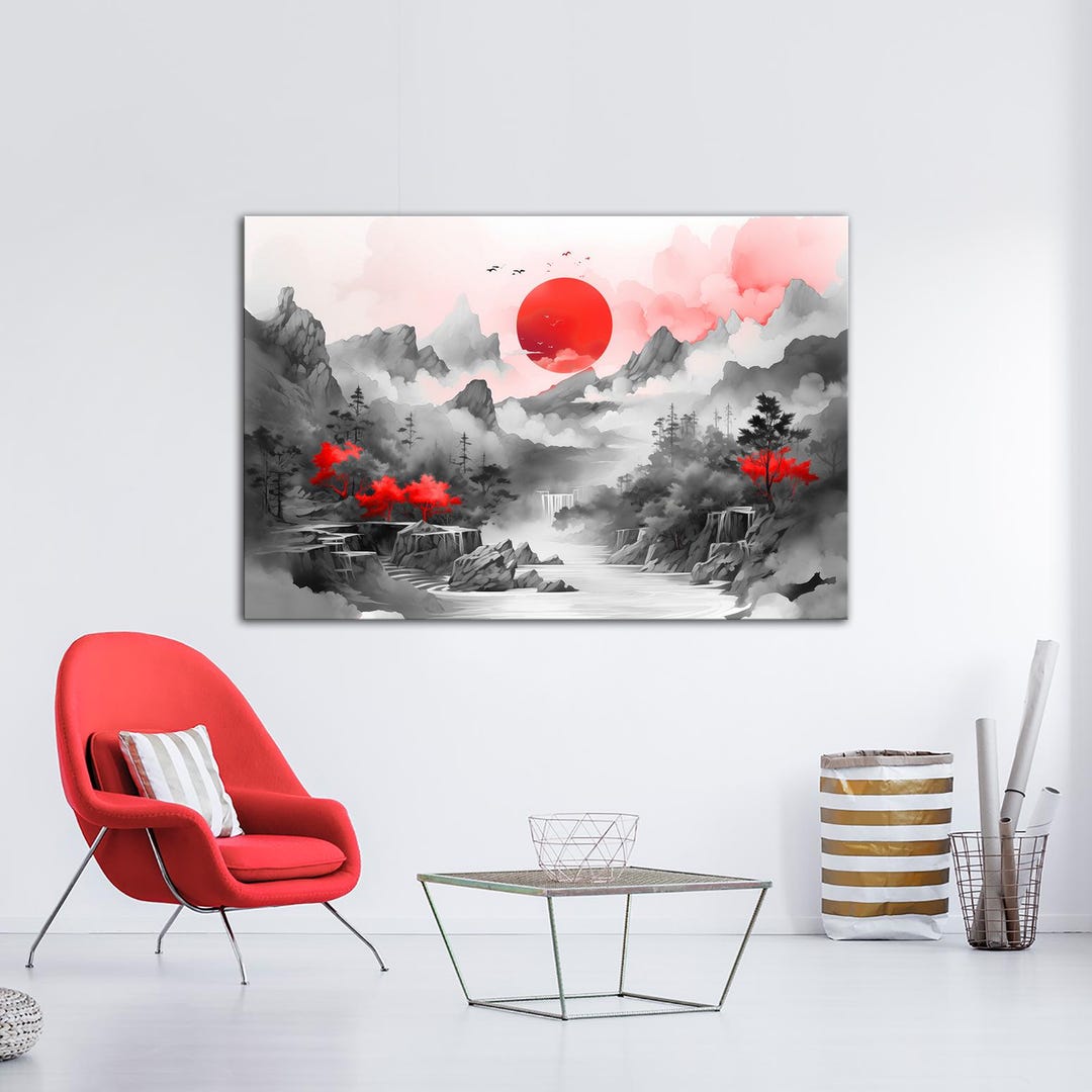 Japanese Mountain Canvas Wall Art Aesthetic Room Decor Japandi Wall Art ...