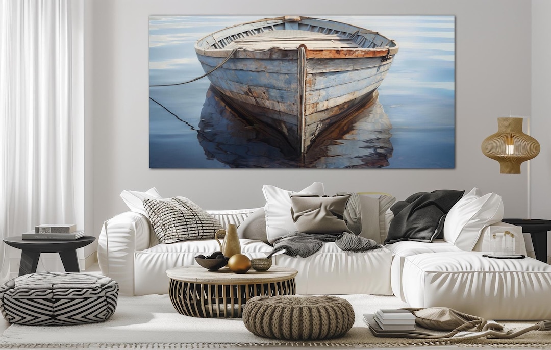 Old Boat Canvas Wall Art Bathroom Decor Rustic Coastal Print - Etsy