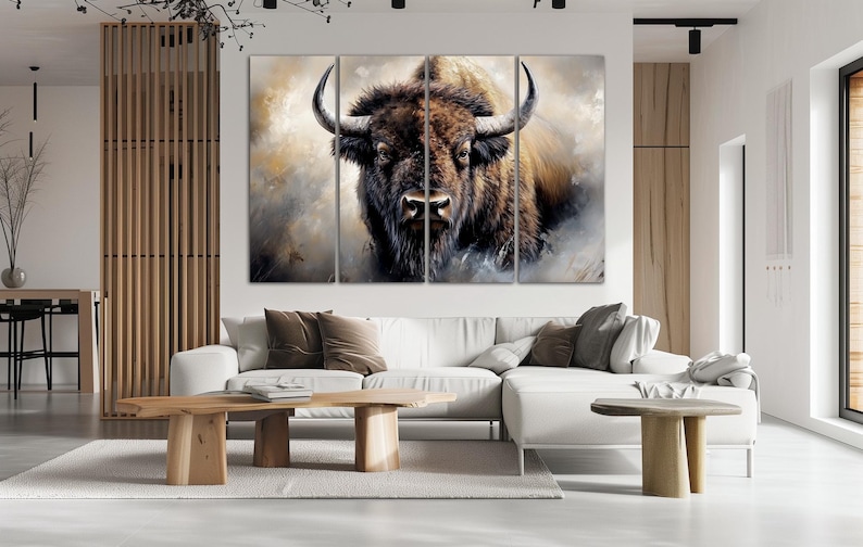 Buffalo Bison Canvas Wall Art Farmhouse Decor Yellowstone Bull Painting ...