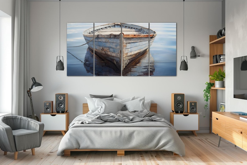 Old Boat Canvas Wall Art Bathroom Decor Rustic Coastal Print - Etsy