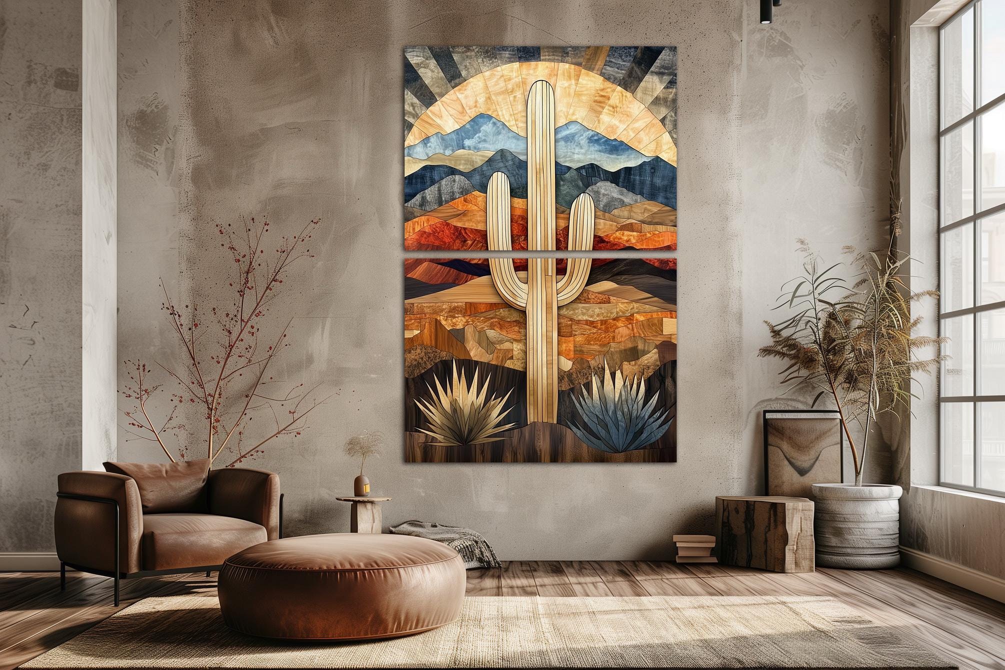 Desert Cactus Canvas Wall Art Western Decor Arizona Southwestern Print ...