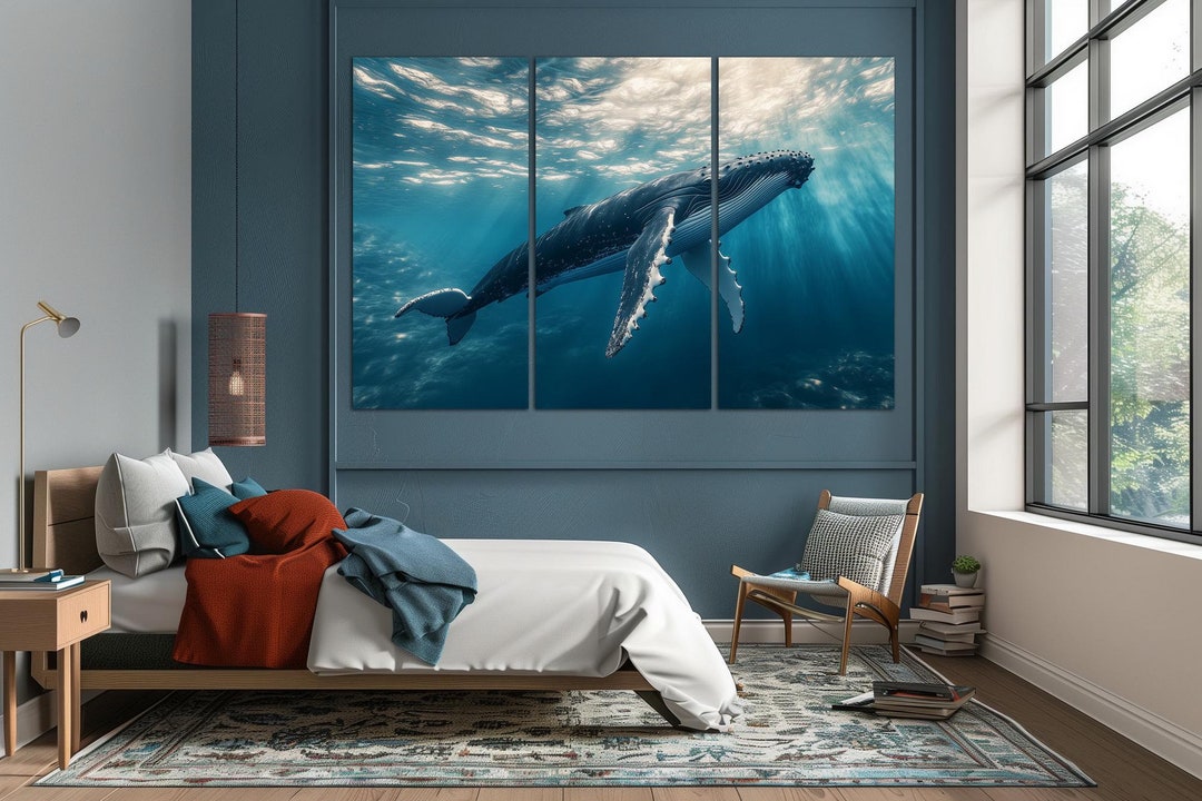 Humpback Whale Canvas Wall Art Coastal Decor Life Aquatic Ocean Print ...