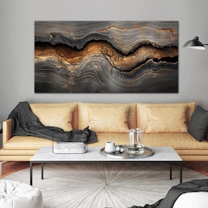 Modern wood canvas wall art Cottagecore decor Abstract wood print Rustic large wall art Housewarming gift