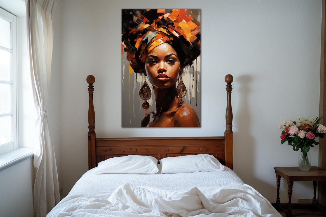 Black Woman Unique Canvas Wall Art Trendy Living Room Decor African ...