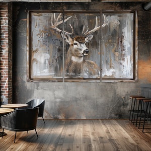 Deer canvas wall art Apartment wall decor Deer print Rustic home decor Scandinavian art Forest wall art Large wall art Housewarming gift	Set of 3 Panels