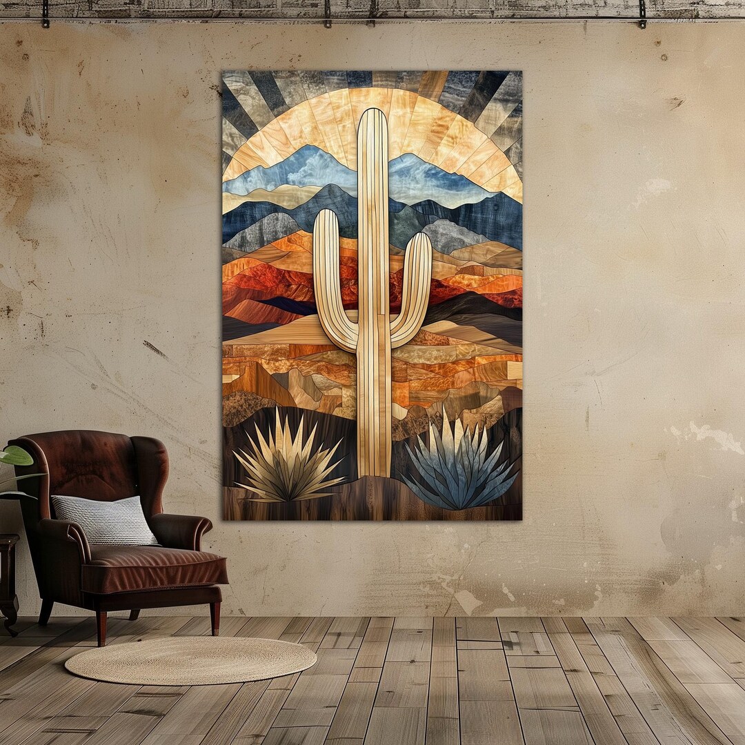 Desert Cactus Canvas Wall Art Western Wall Decor Arizona Wall Art ...