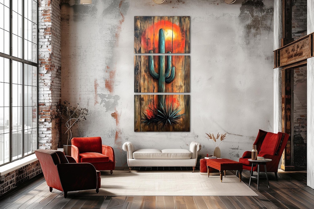Saguaro Cactus Canvas Wall Art Western Decor Mexican Cacti Print - Etsy