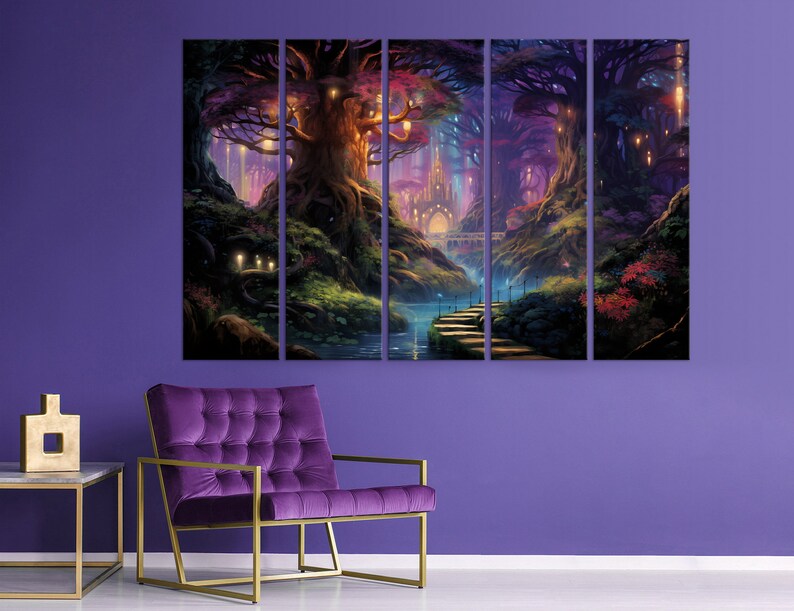 Fantasy Forest Canvas Wall Art Dark Academia Decor Fairy Lights ...