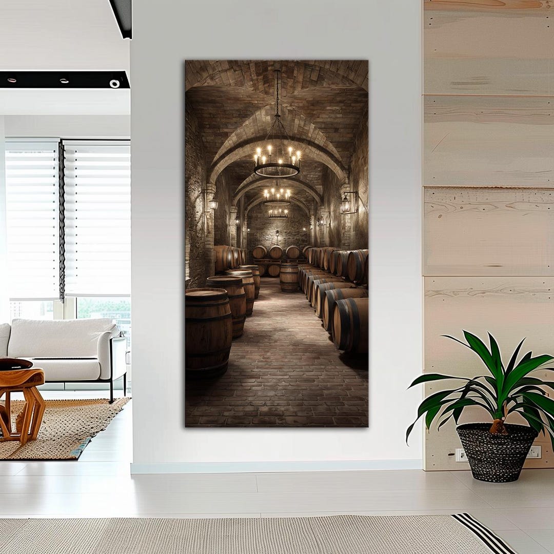 Rustic Wine Cellar Canvas Wall Art Vintage Kitchen Wall Decor Wine ...