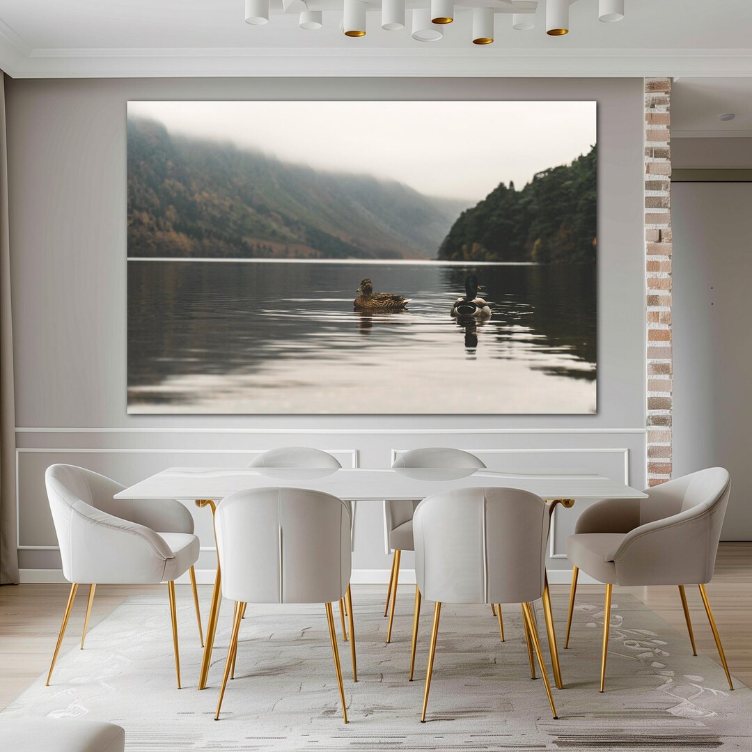 Mountain Lake Canvas Wall Art Lake House Decor Duck Print Duck Hunting ...
