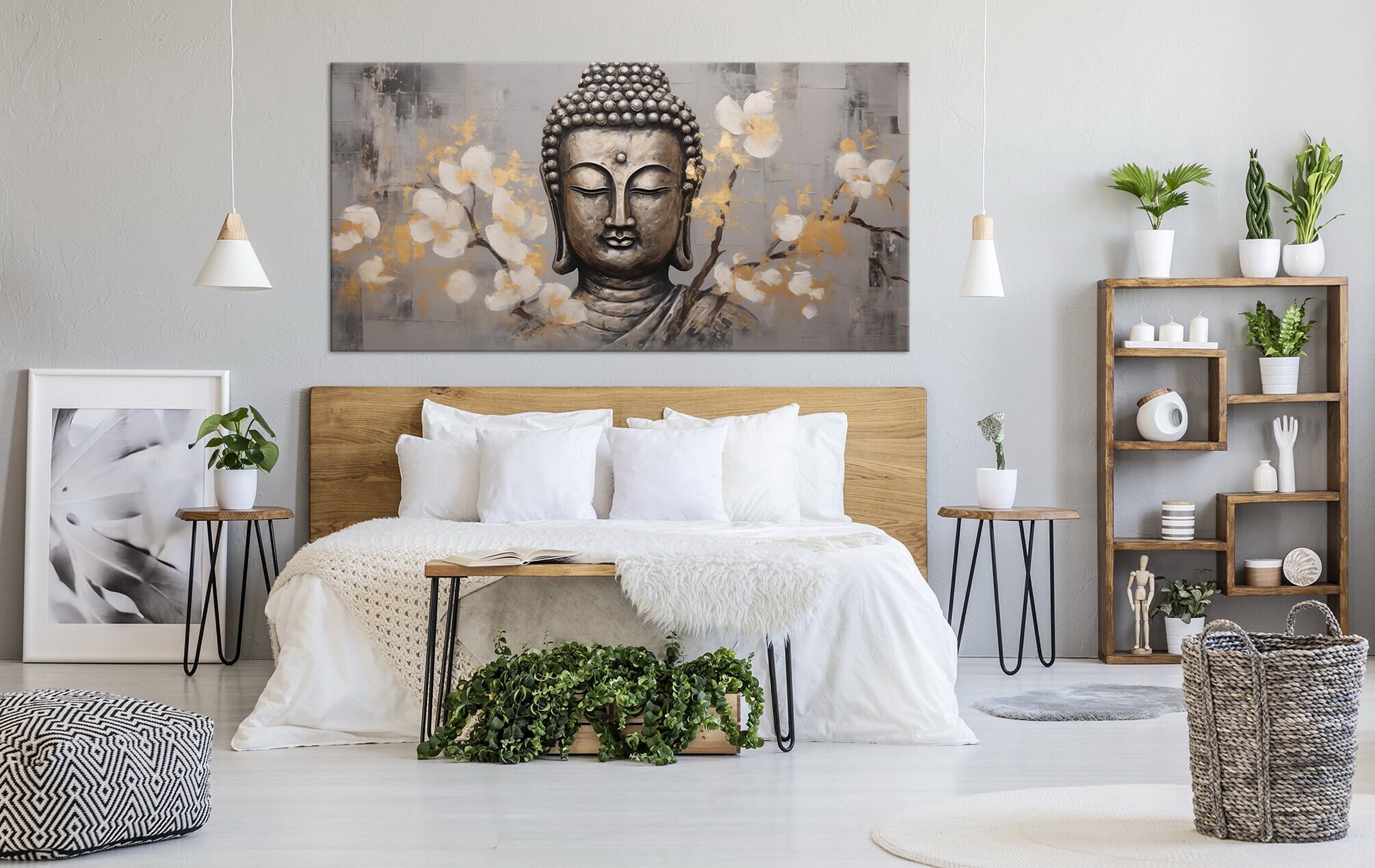 Buddha Canvas Wall Art Mantra Print Asian Wall Art Yoga Studio Decor ...