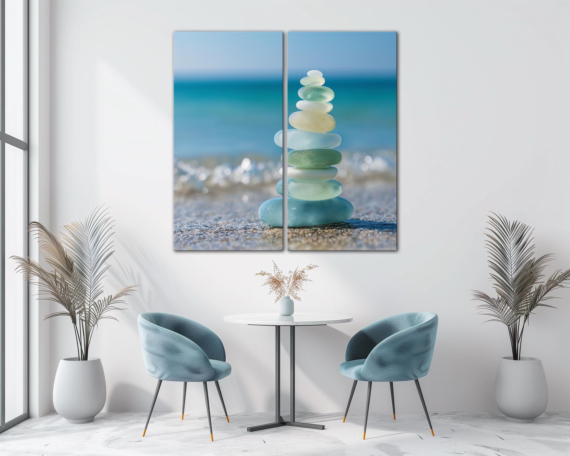 Seaglass on Beach Canvas Wall Art Coastal Decor Sea Glass Print Beach ...