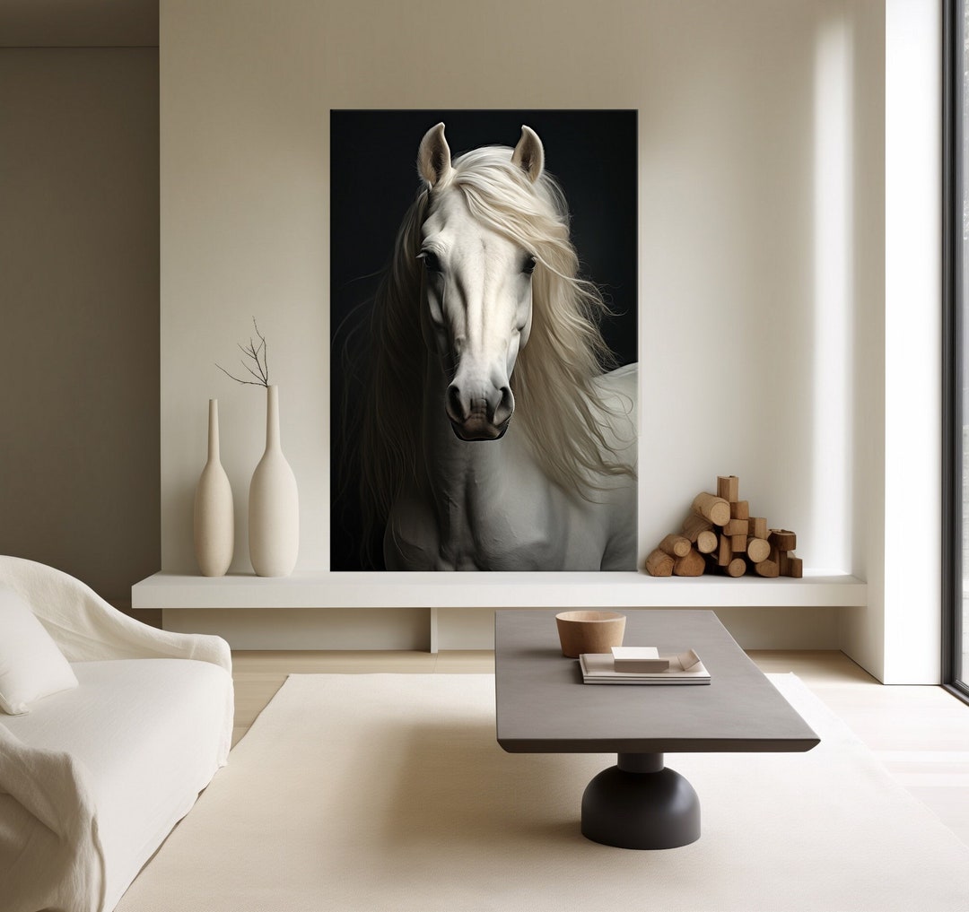 White Horse Canvas Wall Art Farmhouse Decor Horse Art Print Horse Gifts ...