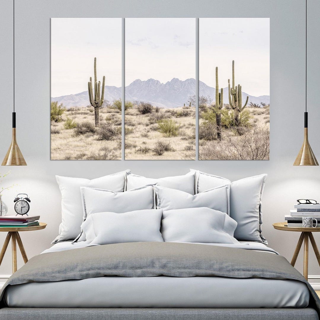 Arizona Saguaro Cactus Canvas Wall Art Western Decor Pastel Desert ...