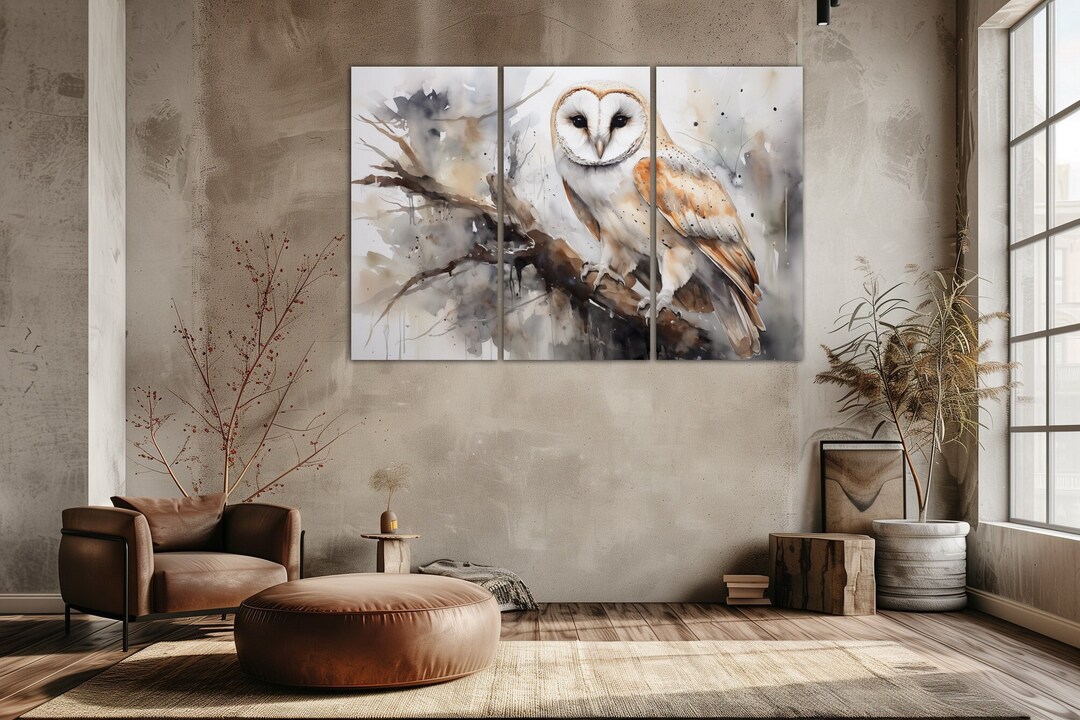 Barn Owl Canvas Wall Art Watercolor Painting Wall Decor White Owl Print ...