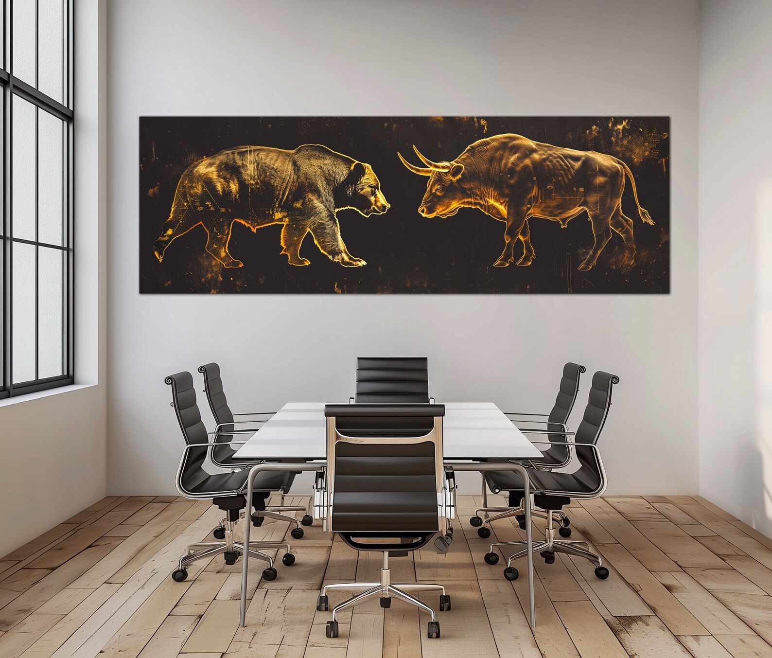 bull & bear digital prints, stock market art, wall... Bull and Bear Stock Market Canvas Wall Art Office Decor Minimalist Art ...