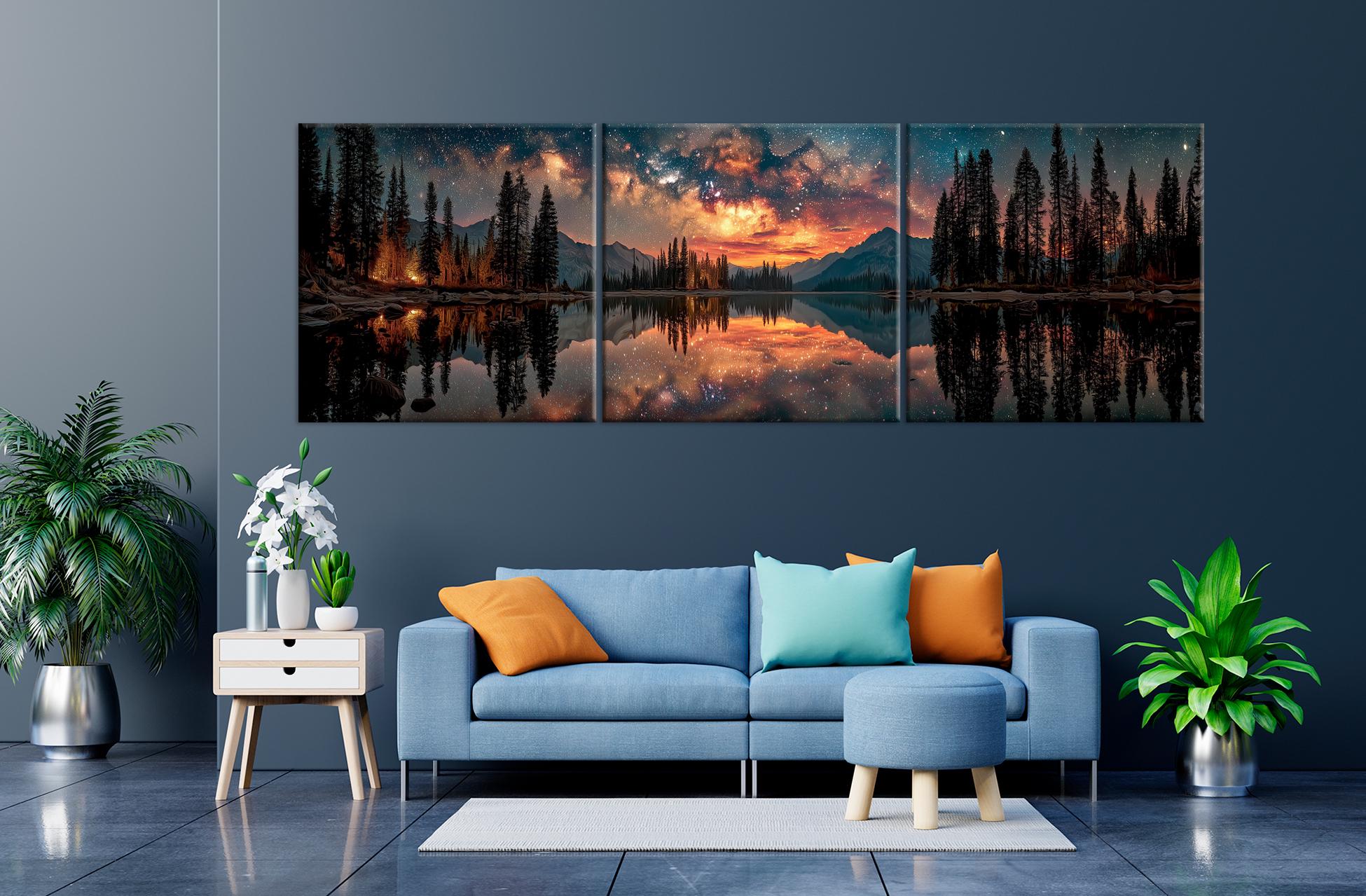 Sunset Lake Panoramic Canvas Wall Art Mountain Print Coastal Decor - Etsy