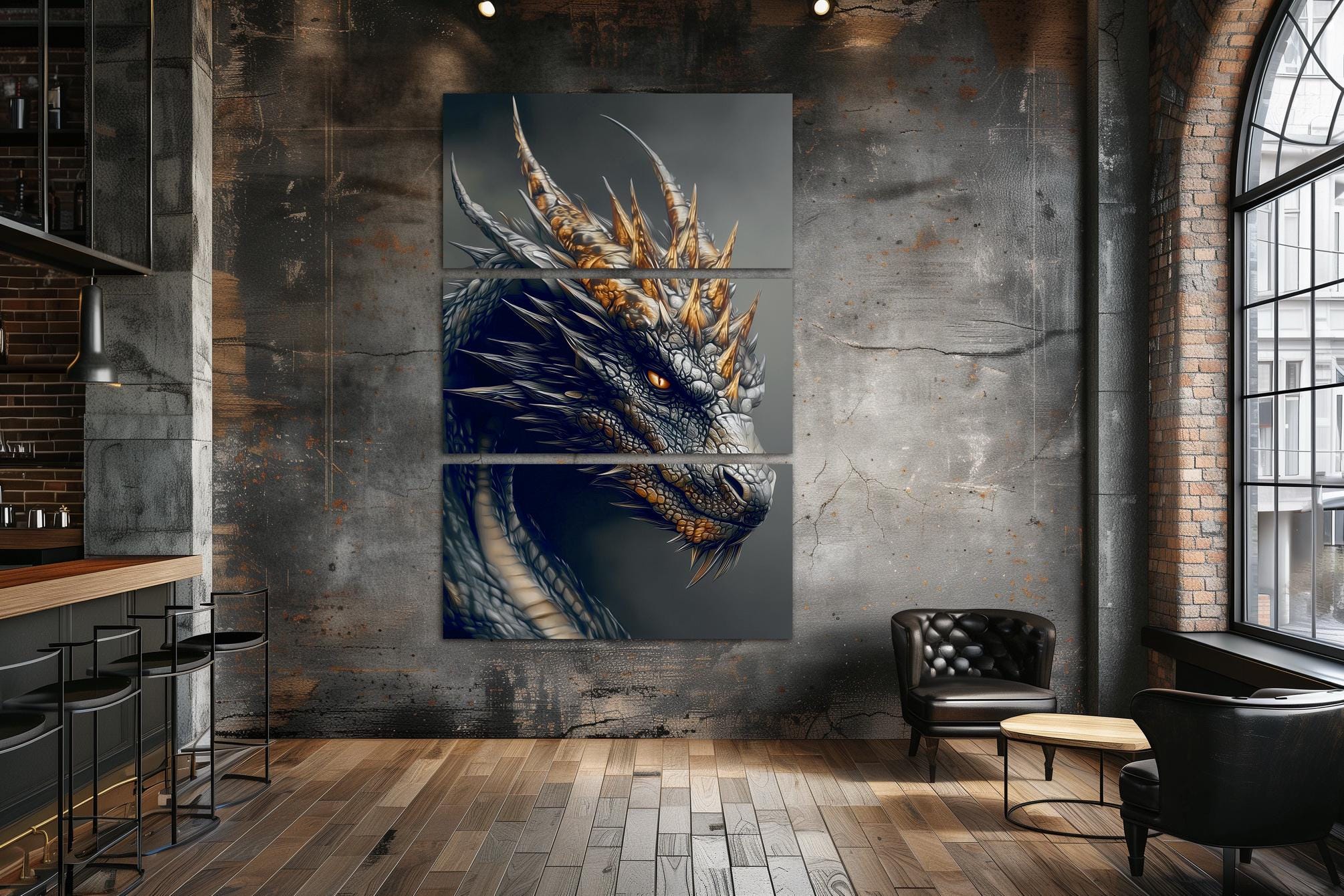 Black Dragon Canvas Wall Art Dark Cottagecore Decor Dark Fantasy Dragon ...