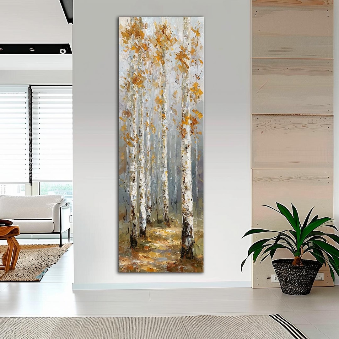 Birch Forest Canvas Wall Art Trees Tall Narrow Decor Autumn Print - Etsy