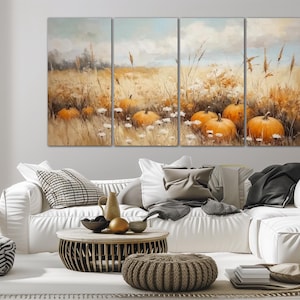 Harvest Pumpkins Canvas Wall Art Country Fall Decor Autumn Farmhouse ...