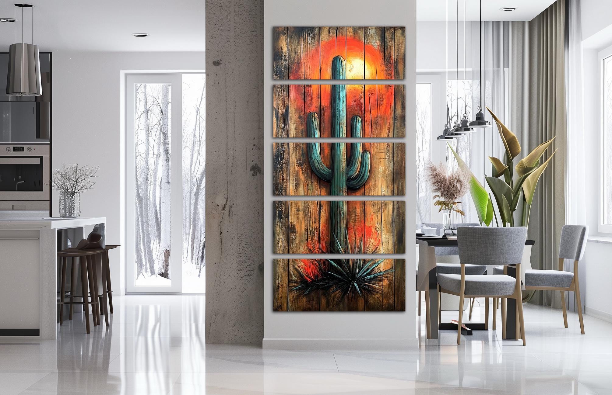 Saguaro Cactus Canvas Wall Art Western Decor Cacti Wall Art Cactus ...