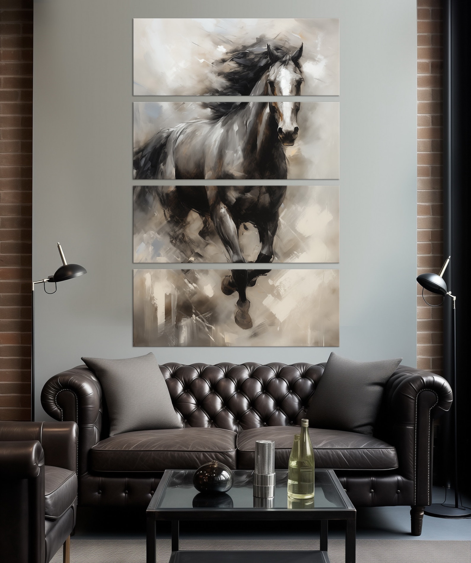 Black Horse Canvas Wall Art Abstract Painting Decor Extra Large Canvas ...