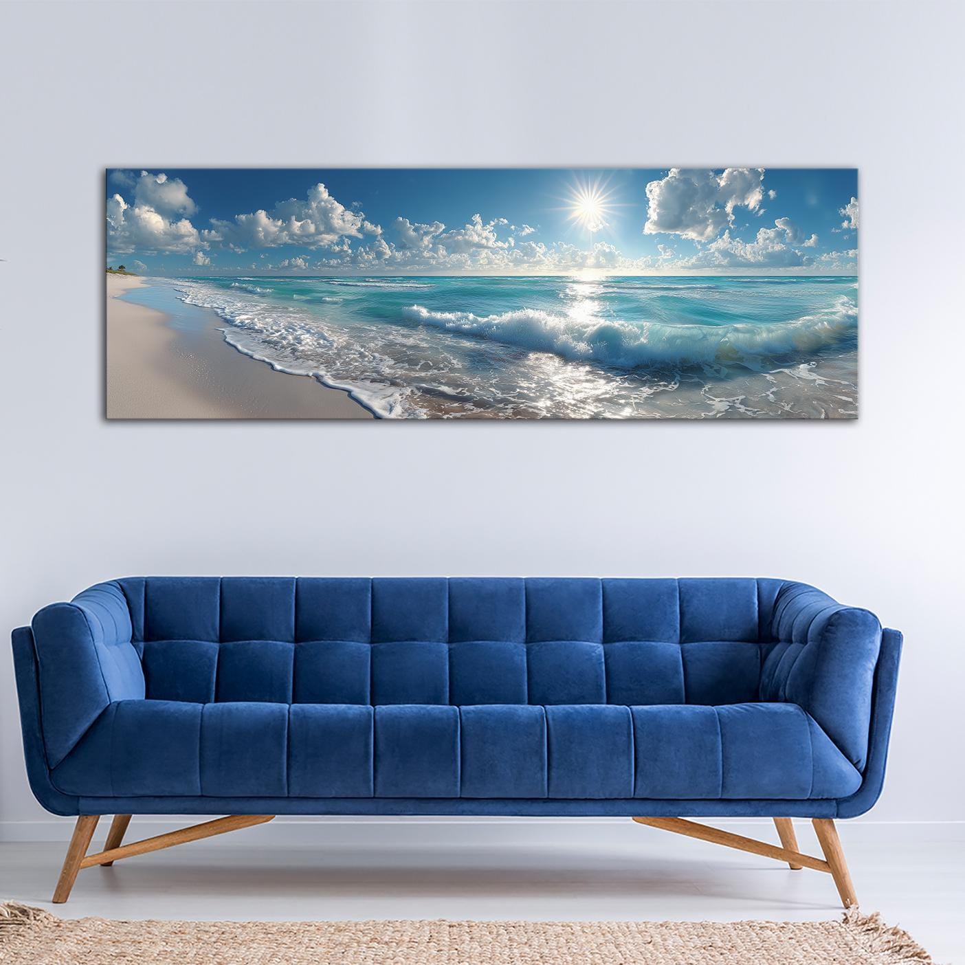 Beach Blue Ocean Canvas Wall Art Coastal Decor Above King Bed Art Print ...